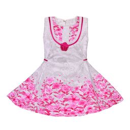 Wish Karo Girls Pink & White Printed Cotton Fit and Flare Dress-image-26