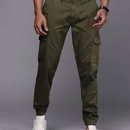 WROGN Men Olive Green Joggers Trousers-image-84