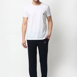 VIMAL JONNEY Men White & Navy Blue Solid Night suit-picture-34