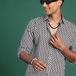 Sangria Men Comfort Chevron Printed Casual Shirt-image-61