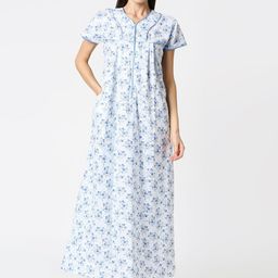 AV2 Blue & White Printed Maternity Nightdress-image-98