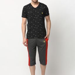 VIMAL JONNEY Men Black & Grey Printed Night Suit-image-27