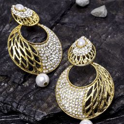 ANIKAS CREATION Gold-Plated Teardrop Shaped Drop Earrings-31