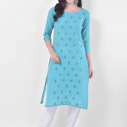 Span Women Blue Woven Design Kurta-picture-44