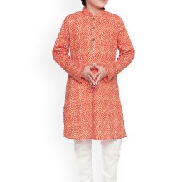 Jeetethnics Boys Orange Printed Kurta with Pyjamas-10