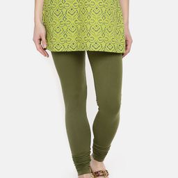 Dollar Missy Women Olive Green Solid Churidar Length Leggings-picture-27