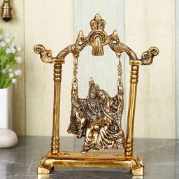 CraftVatika Gold-Toned Radha Krishna Idol Handcrafted Showpiece-image-61