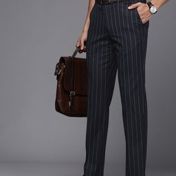 Louis Philippe Men Striped Slim Fit Formal Trousers-image-63