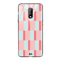 DailyObjects Pink & Red Dual Blush Checks OnePlus 7 Glass Case-8