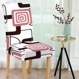 Cortina Set Of 4 White Pink & Black Printed Chair Seat Covers-11