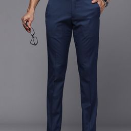 Louis Philippe Men Self Design Textured Super Slim Fit Formal Trousers-picture-6
