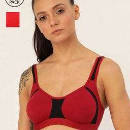 Lady Lyka Pack of 2 Colourblocked Non-Wired Non Padded Workout Bras-51