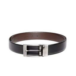 JUNGLER Men Black & Coffee Brown Leather Textured Reversible Belt-image-53