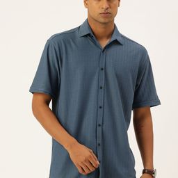 FIFTY TWO Textured Drop-Shoulder Sleeves Comfort Fit Casual Shirt-image-15