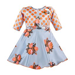 Wish Karo Girls Orange Printed Fit and Flare Dress-image-27