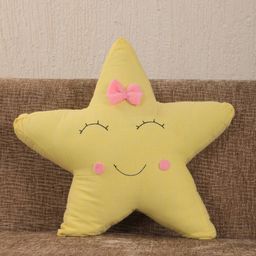 YK Yellow & Pink Embellished Star Shaped Cushion-picture-19