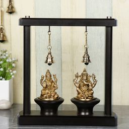 CraftVatika Gold-Toned & Black Laxmi Ganesh Idol Murti Set Showpiece-image-60
