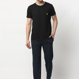 VIMAL JONNEY Men Black & Navy Blue Solid Night Suit-image-71