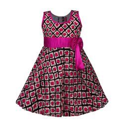 Wish Karo Black & Pink Geometric Print Dress-image-42
