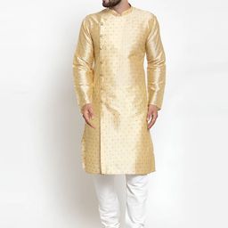 Jompers Men Gold-Coloured & White Printed Kurta with Churidar-picture-12
