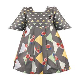 Wish Karo Grey Floral Satin Dress-image-73