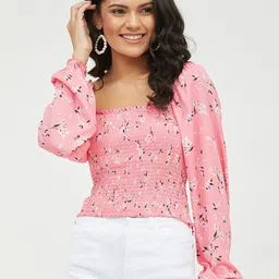Harpa Pink Floral Regular Top-image-27