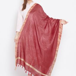 Clora Creation Red & Gold-Toned Solid Dupatta-32