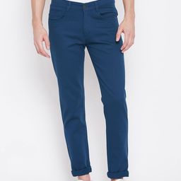 Nation Polo Club Men Blue Slim Fit Self Design Regular Trousers-picture-48