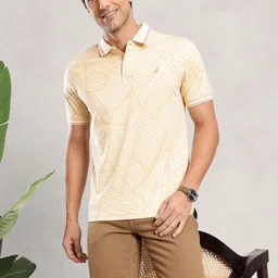 Nautica Abstract Printed Polo Collar Pure Cotton T-shirt-image-71
