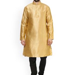 KISAH Men Beige & Black Solid Kurta with Churidar-picture-16
