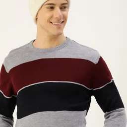 Mast & Harbour Round Neck Colourblocked Acrylic Pullover-image-32