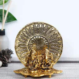 CraftVatika Gold-Toned Laxmi Ganesh Idol Showpiece-image-18