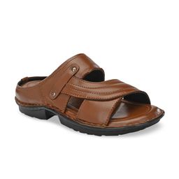 Eego Italy Men Tan Brown Genuine Leather Comfort Sandals-image-10