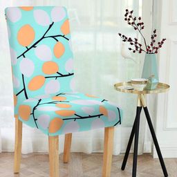 Cortina Set of 4 Sea-Green & Orange Printed Chair Seat Covers-image-24