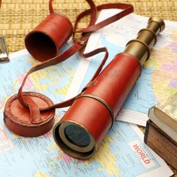 EXIM DECOR Brown & Copper-Toned Telescope With Leather Cover-image-99
