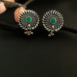Binnis Wardrobe Set Of 2 Silver-Plated Green Kundan-Studded Adjustable Toe Rings-image-19