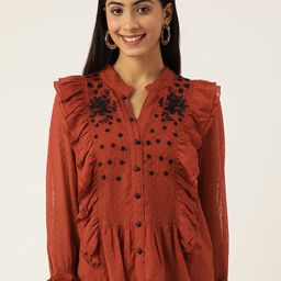 Antheaa Woman Embroidered Chiffon Top-image-48