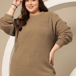 Sztori Plus Size Acrylic Longline Pullover-image-49