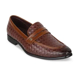 Carlton London Men Brown Textured Loafers-image-47