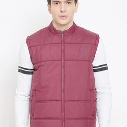 Adobe Men Burgundy Solid Lightweight Padded Jacket-picture-46