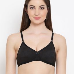 Clovia Cotton Rich T Shirt Bra With Cross-Over Moulded Cups In Black-image-16