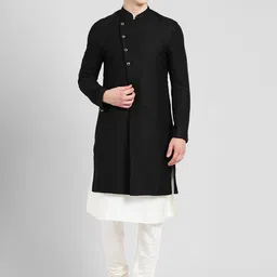 KISAH Men Black & White Printed Sherwani Set-picture-47