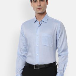 Van Heusen Men Blue Regular Fit Self Design Formal Shirt-image-77