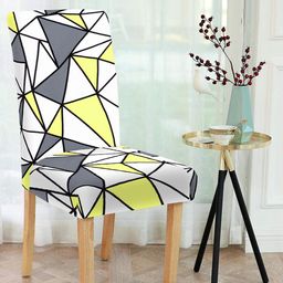 Cortina Yellow & White Printed Chair Cover-24