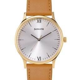Sonata Men Leather Analogue Watch 77105YL02-Silver-picture-40