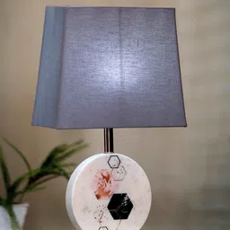 POSH-N-PLUSH Grey Marble Bedside Standard Table Top Lamp with Shade-image-76