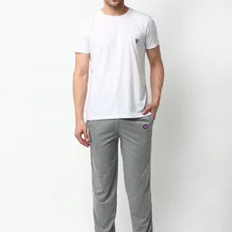 VIMAL JONNEY Men White & Grey Solid Night suit-image-98