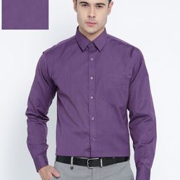Hancock Men Purple Solid Slim Fit Formal Shirt-image-65