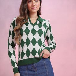DressBerry Argyle Acrylic Pullover-image-23