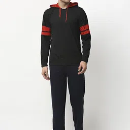 VIMAL JONNEY Men Black & Navy Blue Striped Night suit-image-51